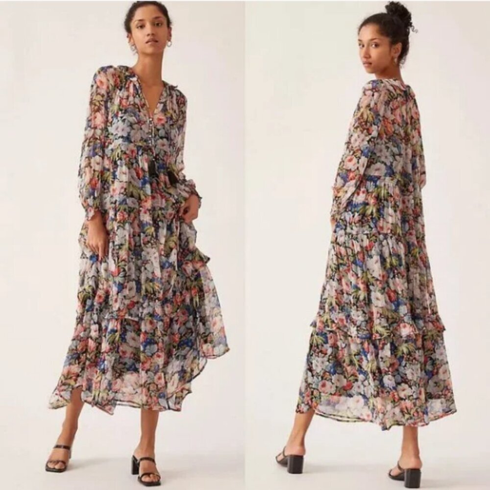 Anthropologie Floral Multi-Color Maxi Dress